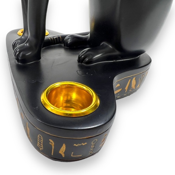 Egyptian Goddess of Fire & Felines Bastet Feline Cat Goddess Altar Candle Holder - Picture 12 of 16